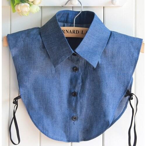 Korean Version of The Top Womens Denim Retro Shirt Fake Collar Cotton Denim Shirt Collar Sweater Decorative Fake Collar