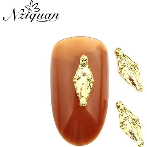 NZIQUAN 20 Pieces Charm Jesus Alloy Nail Art Rhinestone Cross For Nail Strass Charm Manicure Accessories 3D Nail Art Ornament