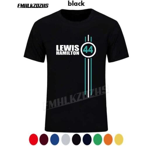 Summer Simple Pure Cotton Lewis Hamilton Number 44 Mens Short Sleeve T Shirt Driver For Youth Brand car auto tshirt Black H118