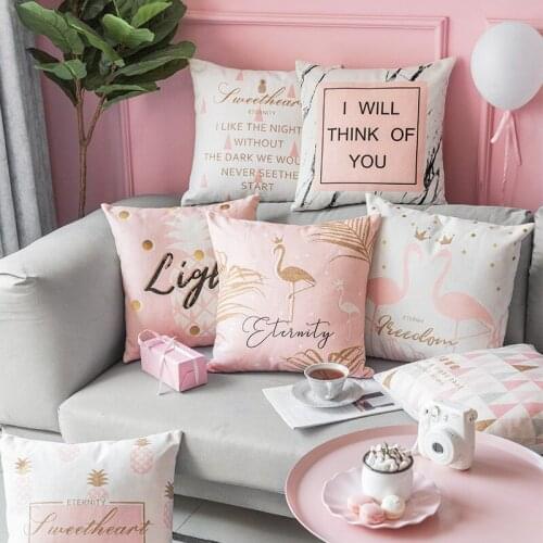 Summer Decorative Cushion Cover Pink Triangle Pineapple Flamingos Geometric Cushions Case Pillow Case Home Decor 45*45cm