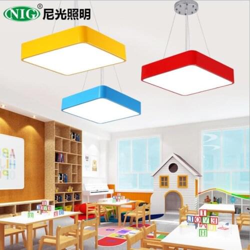 Cartoon color square kindergarten decorative lights classroom lights led childrens bedroom ceiling lamp living room lights