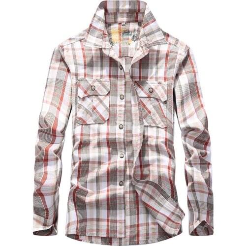 European and American Popular New High Quality Cotton Plaid Shirt Fashion Trend Outdoor Casual Mens Long Sleeve Oversized Top