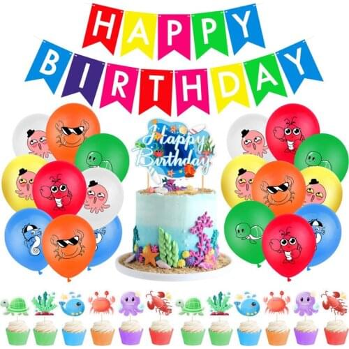 Ocean Theme Balloon Kit Cartoon Dinosaur/Fish Under Sea Animals Balls Kids Birthday Gifts DIY Party Decorations Home Supplies