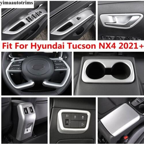 For Hyundai Tucson NX4 2021 2022 Dashboard Panel Handle Bowl Water Cup Steering Wheel Head Light Lamp Cover Trim ABS Accessories