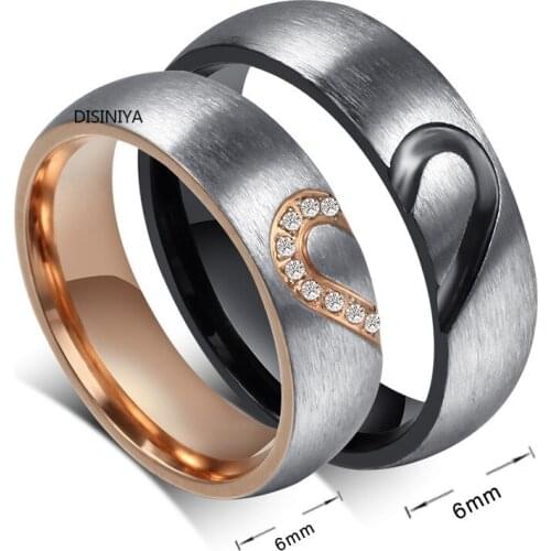 2021 New Fashion Love Heart Couple Rings for Women Men Wedding Engagement CZ Ring Unique Fine jewelry