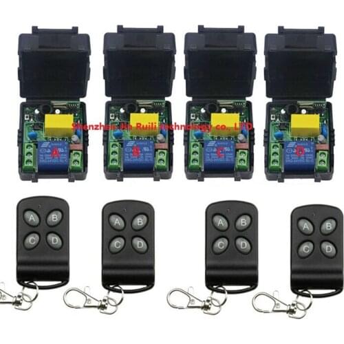 New AC220V 1CH Radio Controller RF Wireless Relay Remote Control Switch four Transmitter + (4) Receiver --JRL220V-19