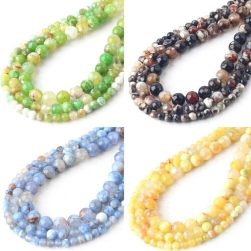 Wholesale Green Fire Agates Round Loose Beads For Jewelry Making Natural Stone Bead Onyx Diy Necklace Bracelet Jewellery 6-10mm