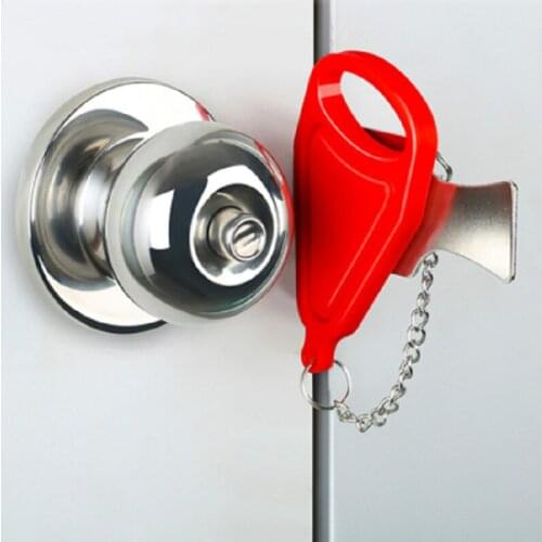 Portable safety door buckle lock No drilling Reverse lock top door fastener hotel Anti theft safety chain