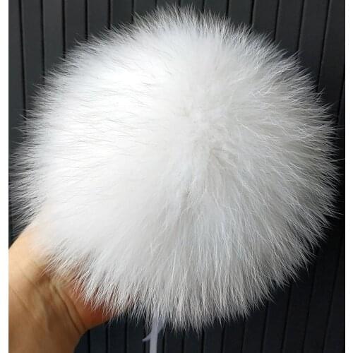 Fluffy Fox Fur Pompoms with Button 12- 15cm DIY Fox Fur Mulit colored Natural Fur Pompom For Scarves Hats Bags Accessories