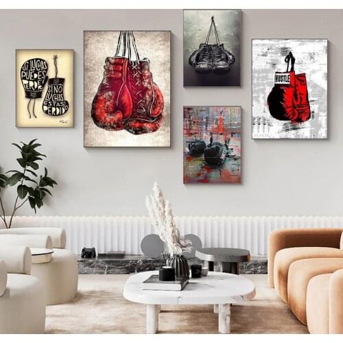Sports Room Boxing Gloves Canvas Painting Cuadros Posters Print Wall Art for Living Room Home Decor