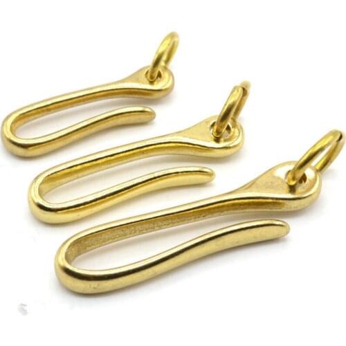 3 Size Retro Solid Brass Key Chain Key Ring Belt U Hook Wallet Chain Fish Hook