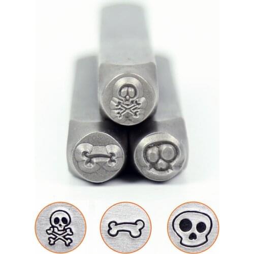 Bone /Skull Bones design stamp,DIY Bracelet/jewelry symbols steel stamp,6MM