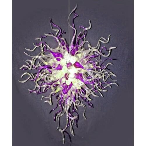 Modern Lamps Design Hand Blown Glass Pendant Light Purple and Clear LED Crystal Murano Chandelier Droplight Lights