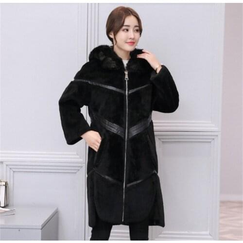 Warm Winter Jacket 2020 Women Faux Fox Collar Coat Female Hooded Fur Coats Thick Womens Jackets Abrigo Mujer WXF540