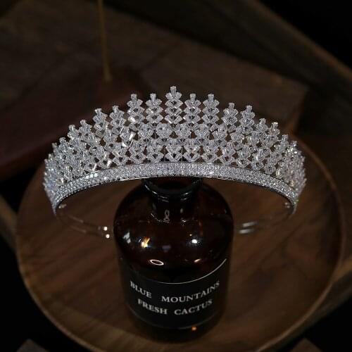 AAA Zirconia Bride Tiara Silver Color Crystal Crowns Fashion Queen For Wedding Crown Headpiece Wedding Hair Jewelry Accessories