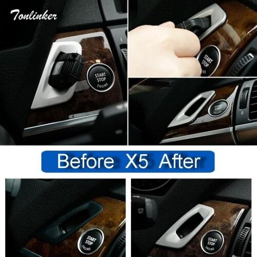 Tonlinker 1 PCS Car styling Stainless Steel Keyhole Decorative Light Box Cover Case Stickers for Bmw X5 X6 2008-14 Accessories