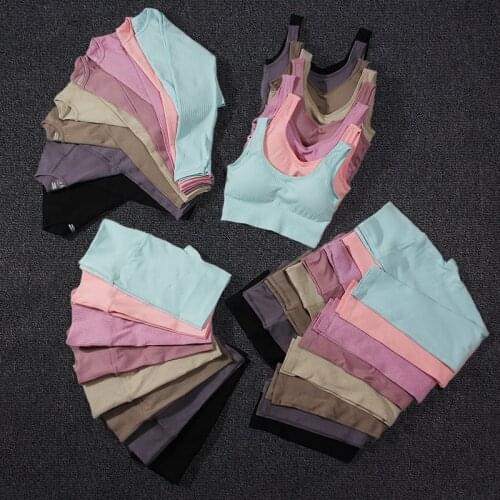 Women Sportswear High Waist Running Leggings Sports Bra Yoga Clothing Seamless Fitness Elastic Trousers Workout Pants Gym Tights