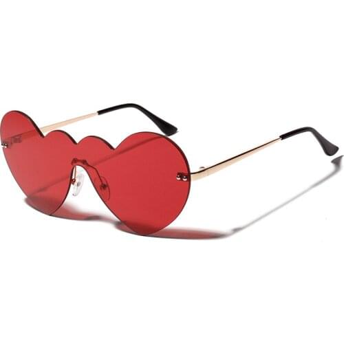 Woman Heart Shaped Sunglasses Love Cute Lady Sun Glasses Retro Metal Female Rimless Unique Fashion Eyewear Women Brand Designer
