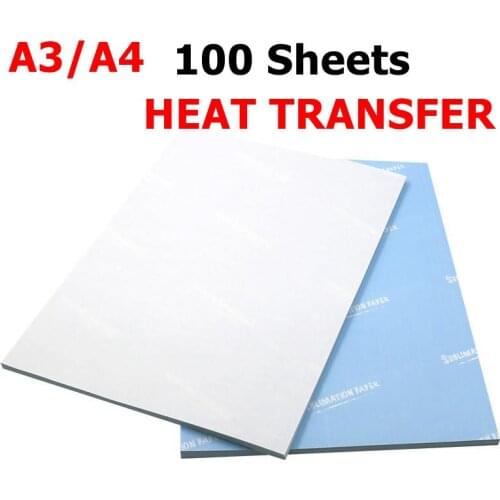 100 Sheets A4 A3 Sublimation Heat Transfer Paper for Polyester Cotton t Shirt transfer paper Fabrics Cloth Mugs Printing
