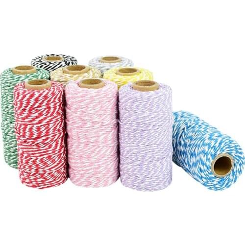 100m Double Color Cotton Twine String Line Cord Rope Rustic Wedding Party Favor Bottle Gift Box Packing Decor DIY Handmade Craft