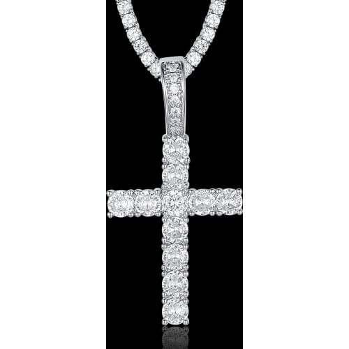 100% Micro Zircon Hip Hop Bling Bling Cross Pendant Necklace For Men Jewelry Bling Bling Wholesale Party Iced Out Necklaces Gift
