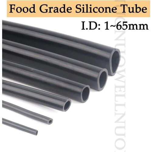 100cm I.D 2~16mm Food Grade Black Silicone Rubber Hose Heat Resistant Flexible Milk Hose Beer Pipe Silica Gel Soft Silicone Tube