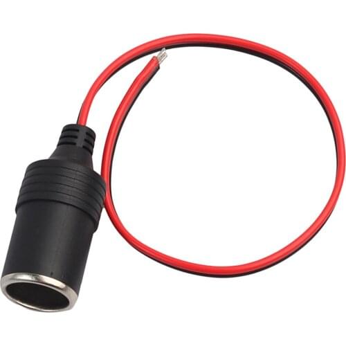 12V/24V Female Car Cigar Cigarette Lighter Socket Power Supply Plug Adapter Red Wire