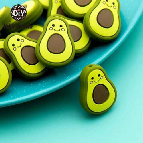 Lets Make BPA Free 20pc Silicone Beads For Necklaces BPA Free Baby Teether Avocado Teething Beads Silicone Teether Toy For Kids