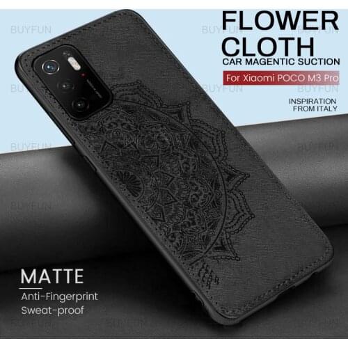 3d flower pattern classic fabric cloth car magnetic holder case for xiaomi poco x3 nfc m3 pro f3 5g redmi note 10 pro 10s coque