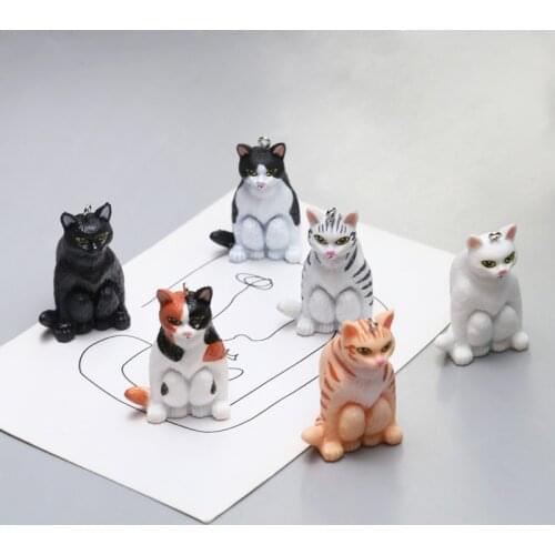 4pcs Cute Cat Earrings For Women Girls resin fun Cartoon pendant diy handmade jewelry key chain earring jewelry accessories