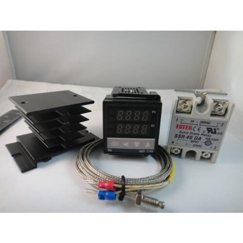 4 IN 1 ! 100-240VAC PID Temperature controller + max.40A SSR + heat sink + 2m quality K probe