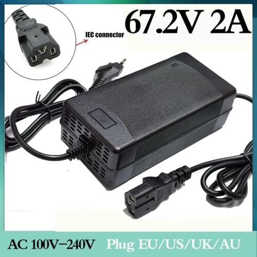 67.2V 2A Lithium Battery Charger For 60V Li-ion battery electric bike Charger with PC connector IEC connector
