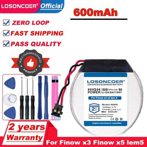403535 600mAh Rechargeable li Polymer Round Battery For Smart watch Finow x3 Finow x5 replace lem5 lem 5 GRP443535 Batteries