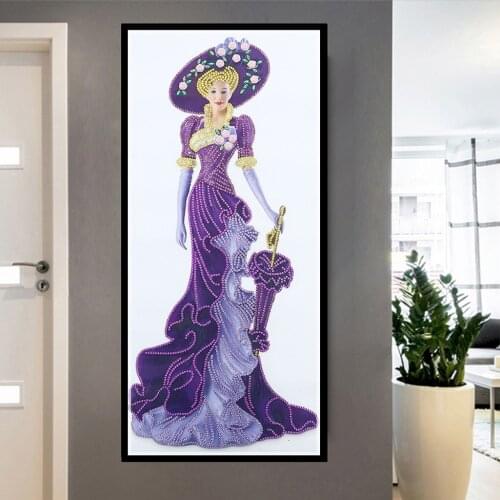 Lady Princess 5D Diamond Painting Cross Stitch Partial Drill Special Shape Diamond for Home Wall Decor 10 Model DIY 30 X 60 cm