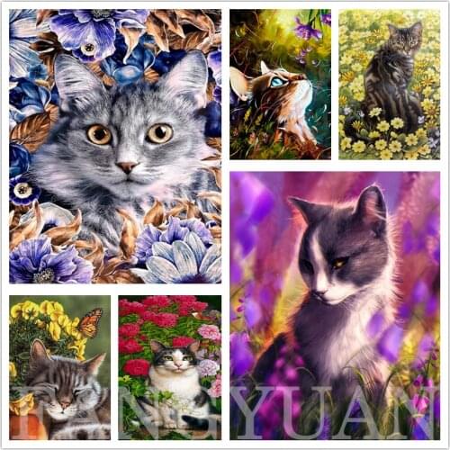 Diy 5D Animals Diamond Painting Full Drill Square Round Diamond Embroidery Cute Cat Cross Stitch Handmade Hobby Wall Artwork