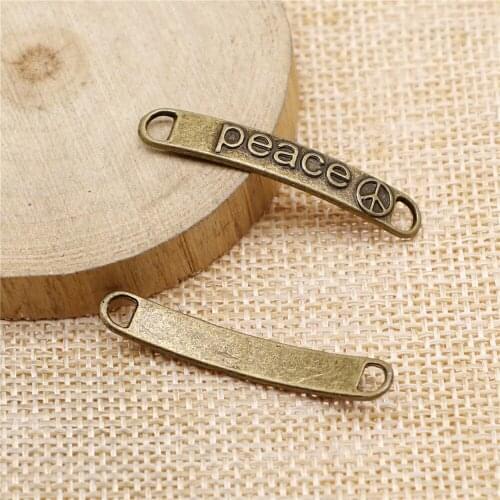 Free shipping 40pcs 38x6mm antique bronze peace charms diy retro jewelry fit Earring keychain hair card pendant accessories