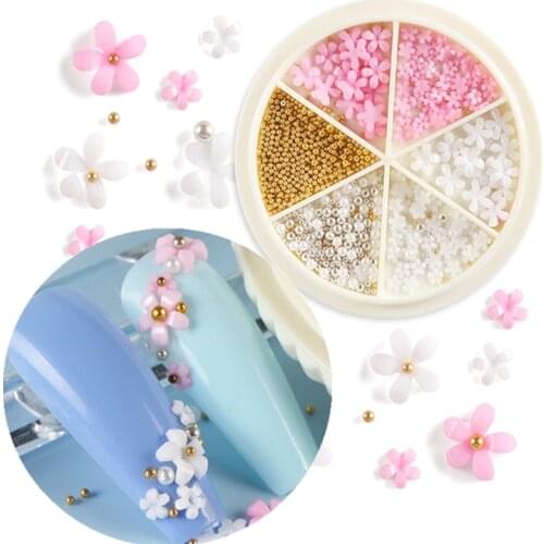 Flower Beads Nail Art Rhinestones Manicure Gold Silver Balls Micro Bead Autumn Nail Decorations DIY Charms Nail Art Accessories