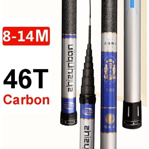 Long section fishing Rod Full-Scale Ultralight Superhard Deep Water Fishing pole made by 46T carbon 8-14 M taiwan Fishing rod