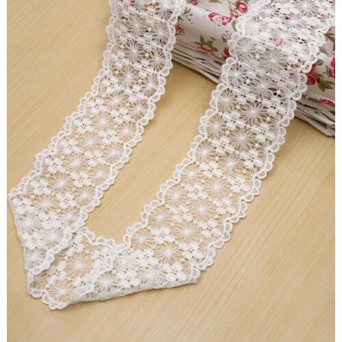 30Yards Embroidered Flowers Mesh Lace Fabric Applique Collar 85mm Width Trim Ribbon Skirt Headwear Sewing Guipure Supplies