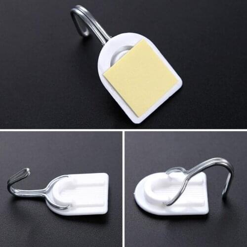 6pcs Kitchen Bathroom Plastic Adhesive Hook Wall Door Sticky Mount Hanger Rack Self Adhesive Home Hooks Hot Sale