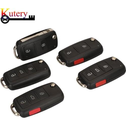 Kutery Remote Car Key Shell For VW/Volkswagen Bettle CC EOS Golf Jetta Passat Tiguan 3+1 Buttons Key Case Fob Cover Replacement