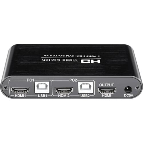 HDMI KVM Switch 2 Port 4K Support Wireless Mouse Keyboard Converter For Dual PC Host PUO88