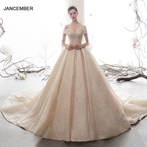 LDR37 Champagne Off-shoulder Simple Wedding Dress 2021 New Elegant Trailing Tube Top Dress 2020 Womens Gorgeous Wedding Dress