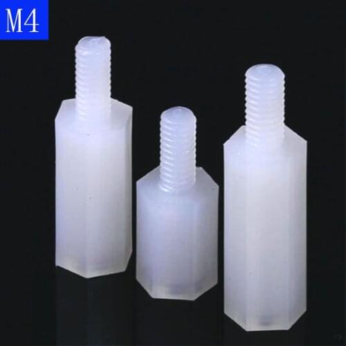 M4 + 6mm White Male-Female Nylon Spacer M3 Hex Column Standoff Support Screws Nut Spacing screws Circuit board