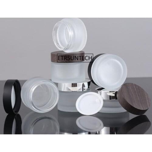 50pcs 30g 50g Frosted Glass Refillable Ointment Bottles Empty Cosmetic Jar Pot Eye shadow Face Cream Container F3650
