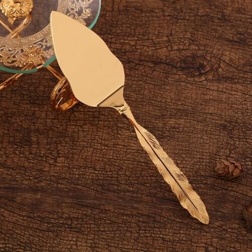 2021 new European retro gold western tableware dessert pastry pizza shovel two-piece set
