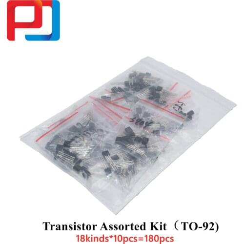 Transistor Assorted Kit (TO-92) 18kinds*10pcs=180pcs 2N2222 S9013 S9014 S9015 S9018 S8050 S8550 5551 5401 2N3904 2N3906 C1815