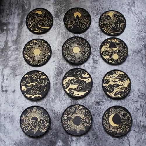 12 Style Auspicious Cloud Embroidery Patch China Element Twin Peaks Moon Sun Good Luck Armband For Clothing Vest Jacket Badges
