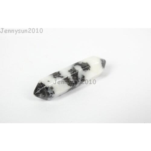 Natural Black and White Zebra Gems stone Hexagonal Pointed Reiki Chakra Raw Wand Pendant Beads Necklace Jewelry 20Pcs/Pack