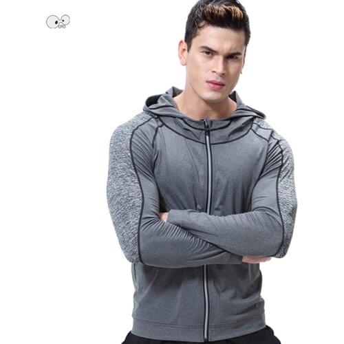 NEW Quick Dry Fit Long Sleeve Athletic Hoodies Men Sports Running Hooded Jackets Sportswear Gyms Fitness Tops Zipper Sweatshirt